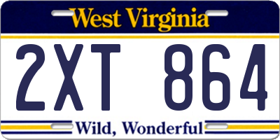 WV license plate 2XT864