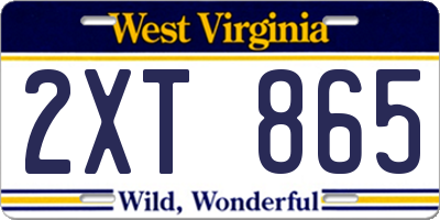 WV license plate 2XT865