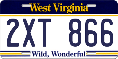 WV license plate 2XT866