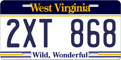 WV license plate 2XT868