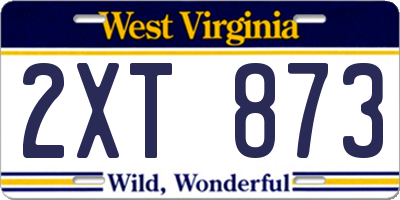 WV license plate 2XT873
