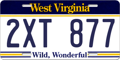 WV license plate 2XT877