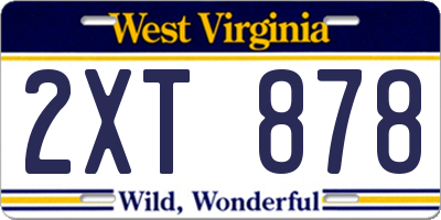 WV license plate 2XT878