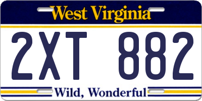 WV license plate 2XT882