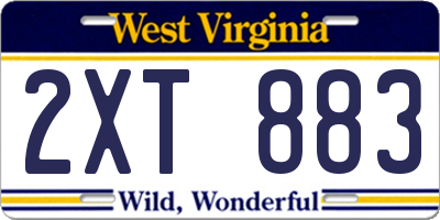 WV license plate 2XT883