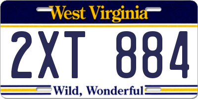 WV license plate 2XT884