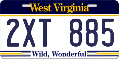 WV license plate 2XT885