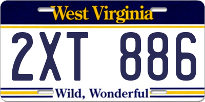 WV license plate 2XT886