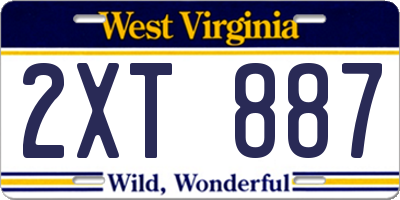 WV license plate 2XT887