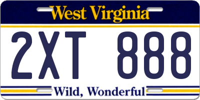 WV license plate 2XT888