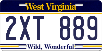 WV license plate 2XT889