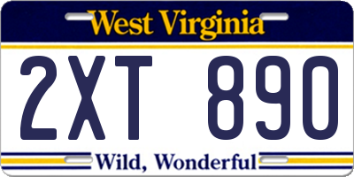 WV license plate 2XT890