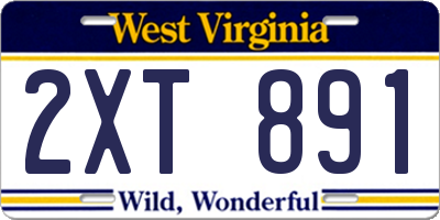 WV license plate 2XT891