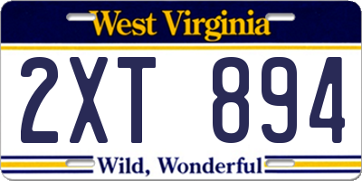 WV license plate 2XT894