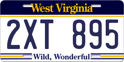 WV license plate 2XT895