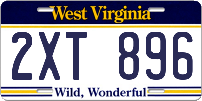 WV license plate 2XT896