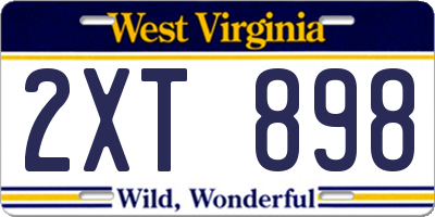 WV license plate 2XT898