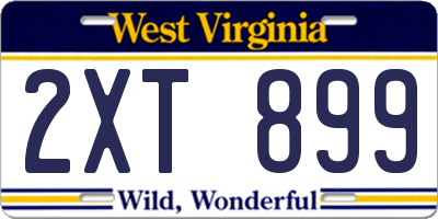 WV license plate 2XT899