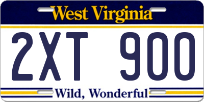 WV license plate 2XT900