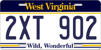 WV license plate 2XT902