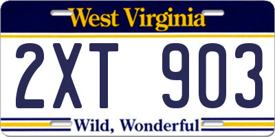 WV license plate 2XT903