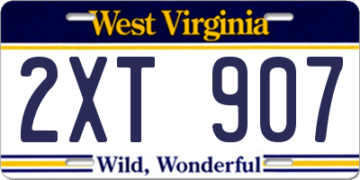 WV license plate 2XT907
