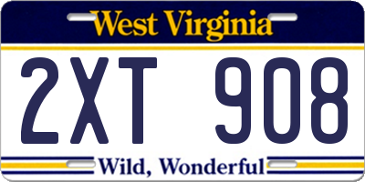 WV license plate 2XT908