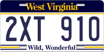 WV license plate 2XT910