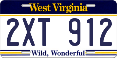 WV license plate 2XT912