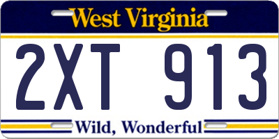 WV license plate 2XT913