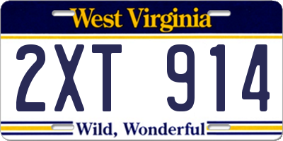 WV license plate 2XT914