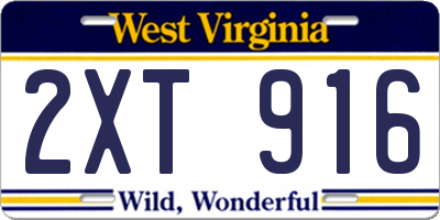 WV license plate 2XT916