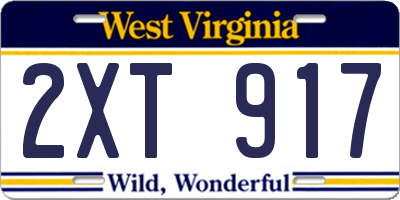 WV license plate 2XT917