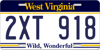 WV license plate 2XT918