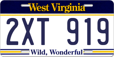 WV license plate 2XT919