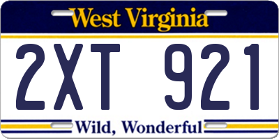 WV license plate 2XT921