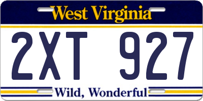 WV license plate 2XT927