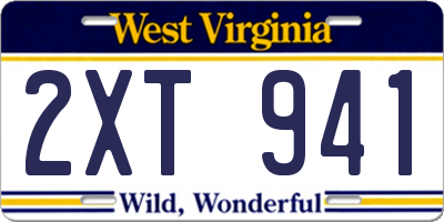 WV license plate 2XT941