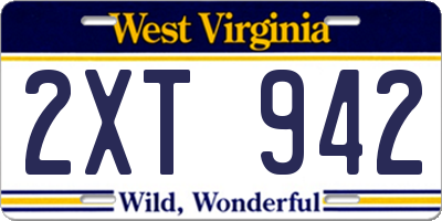 WV license plate 2XT942
