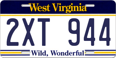 WV license plate 2XT944