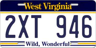 WV license plate 2XT946