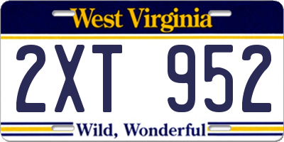WV license plate 2XT952
