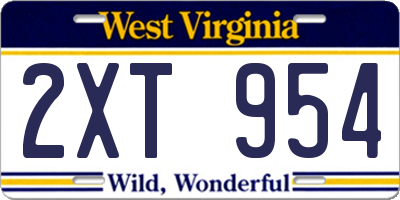 WV license plate 2XT954