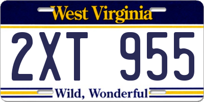 WV license plate 2XT955