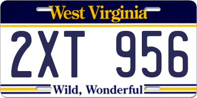 WV license plate 2XT956