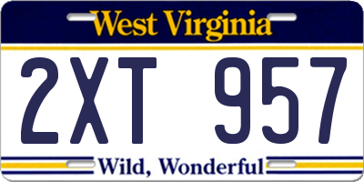 WV license plate 2XT957