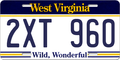WV license plate 2XT960