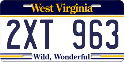 WV license plate 2XT963