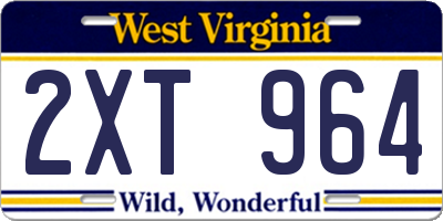 WV license plate 2XT964