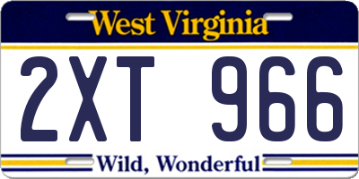 WV license plate 2XT966